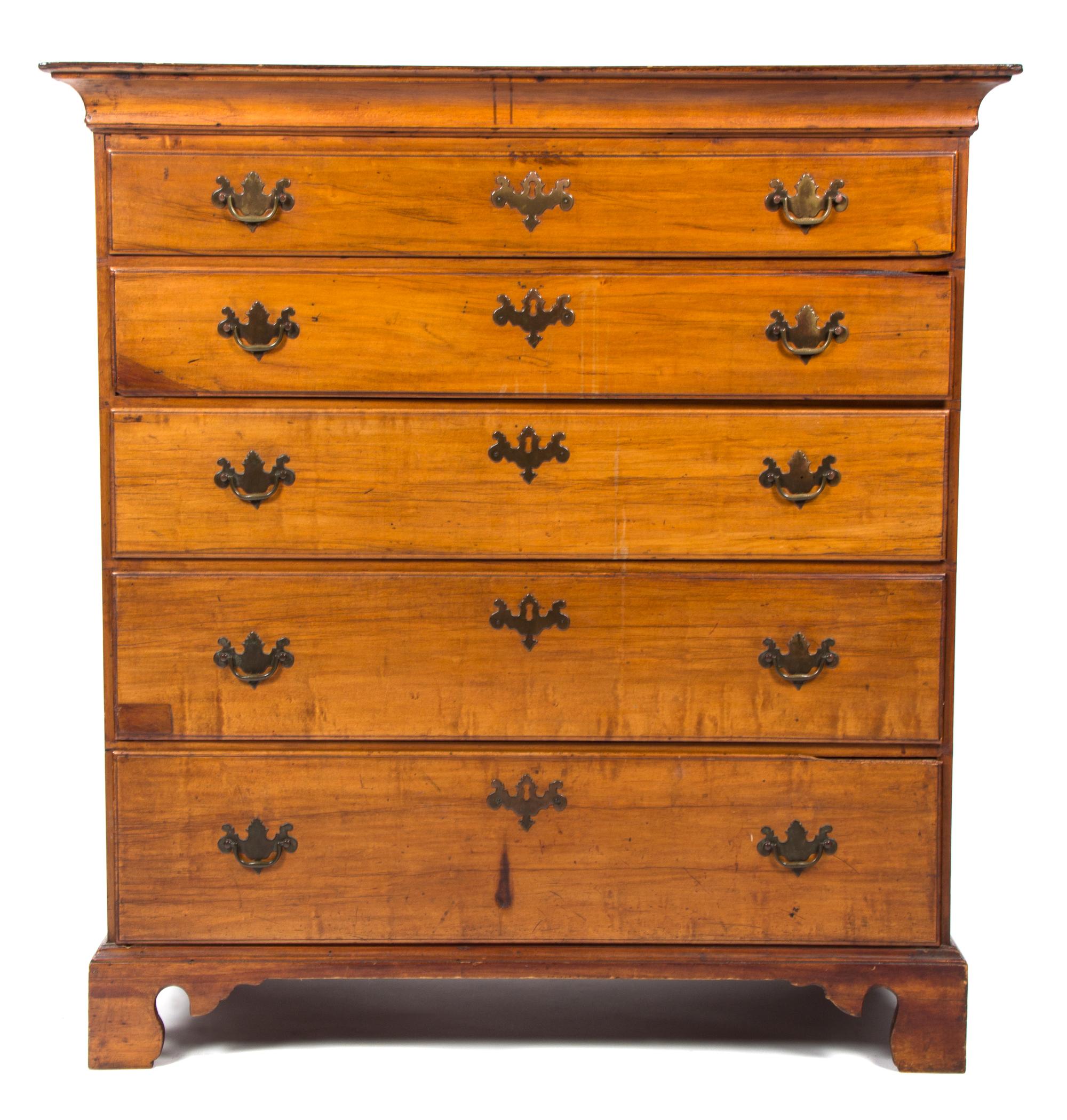 A Chippendale Style Maple Chest of Drawers Height 42 1/2 x width 40 x depth 19 1/2 inches. — 19TH CENTURY