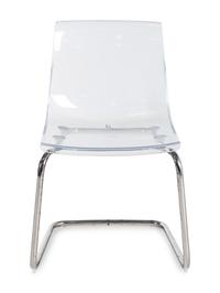 A Set of Three Contemporary Acrylic Nesting Tables and a Pair of Similar Side Chairs