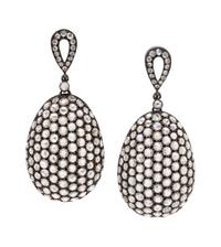 A Pair of 18 Karat Blackened Gold and Diamond Earrings,