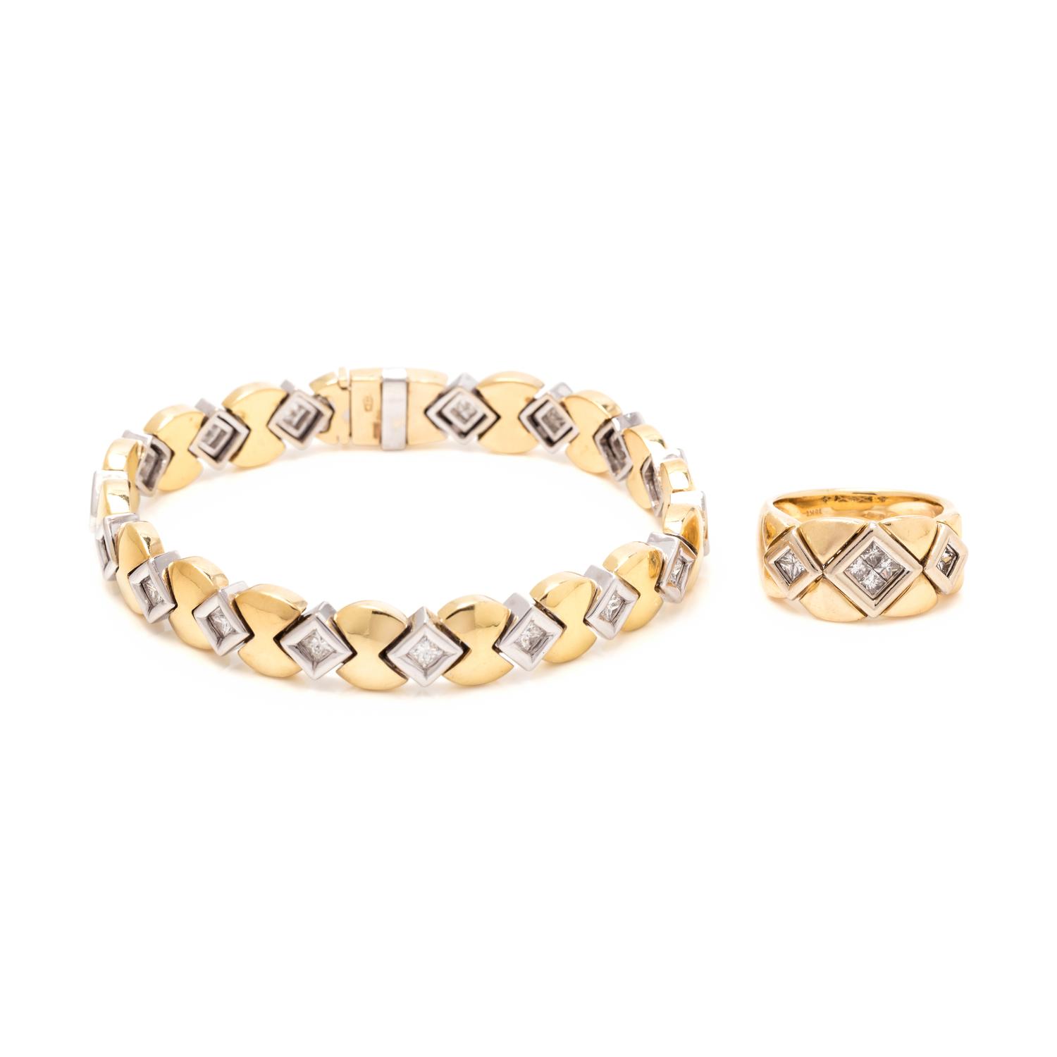 BICOLOR GOLD AND DIAMOND SET