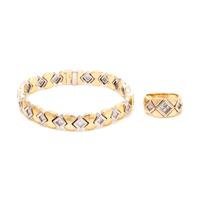BICOLOR GOLD AND DIAMOND SET
