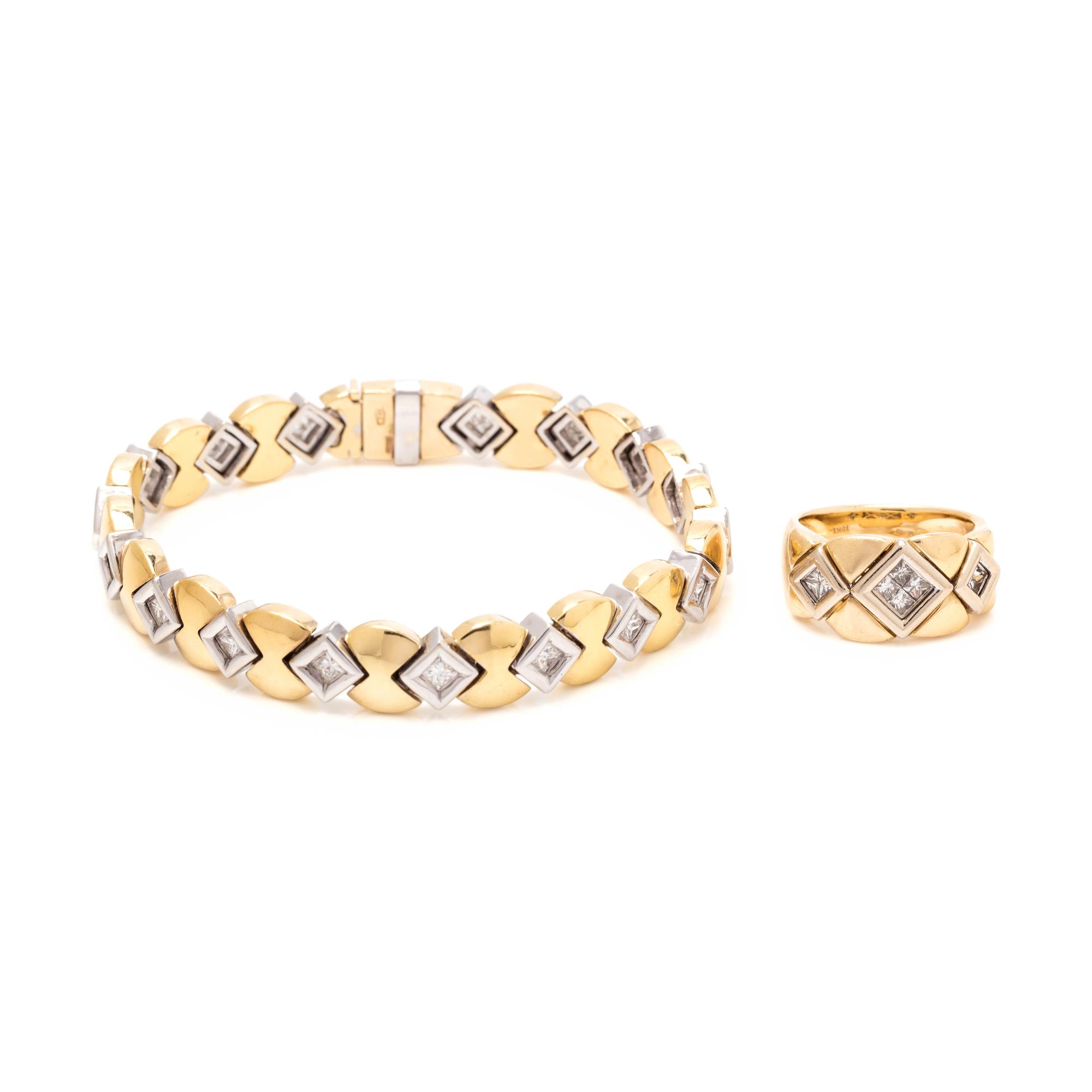 BICOLOR GOLD AND DIAMOND SET