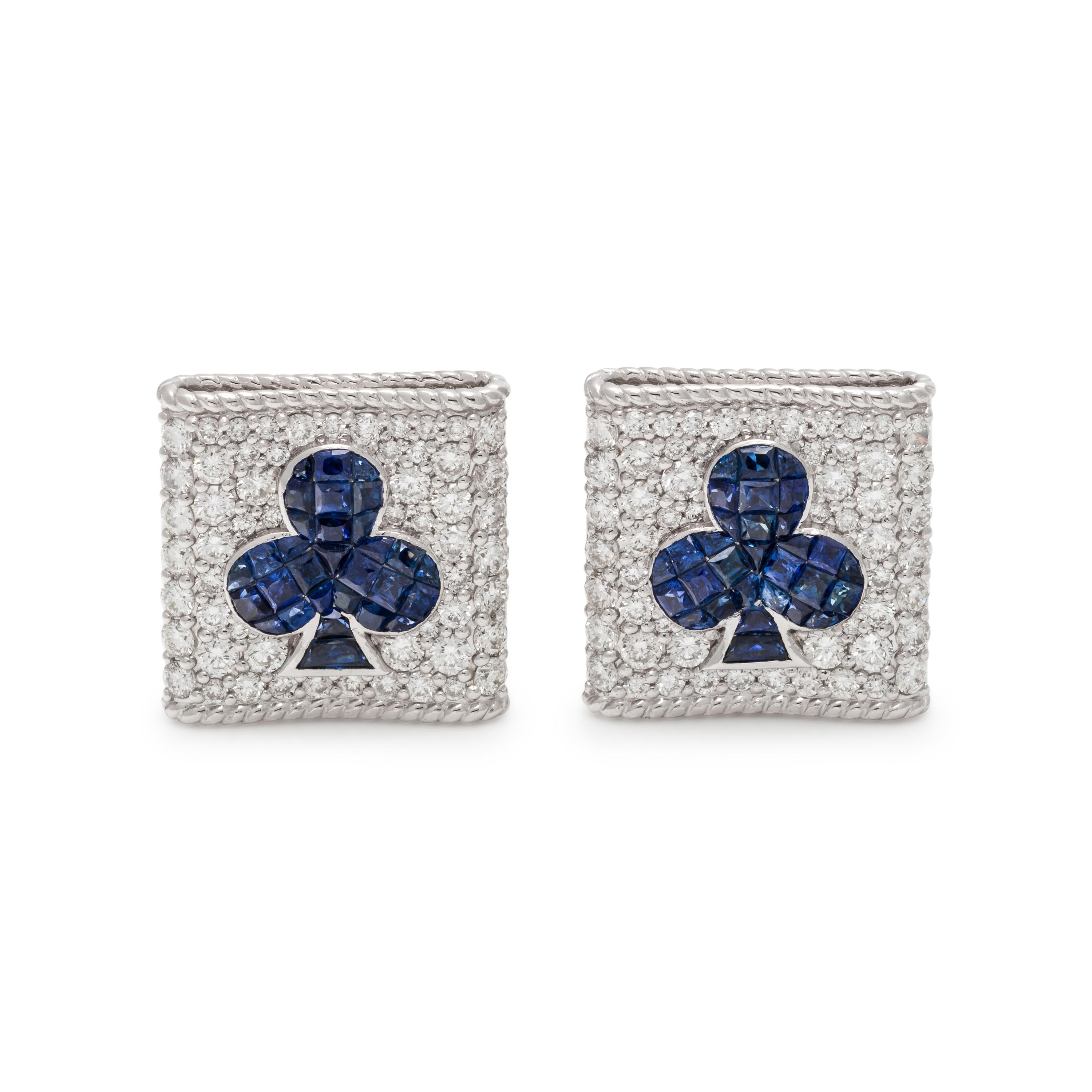 SAPPHIRE AND DIAMOND CLUB CUFFLINKS
