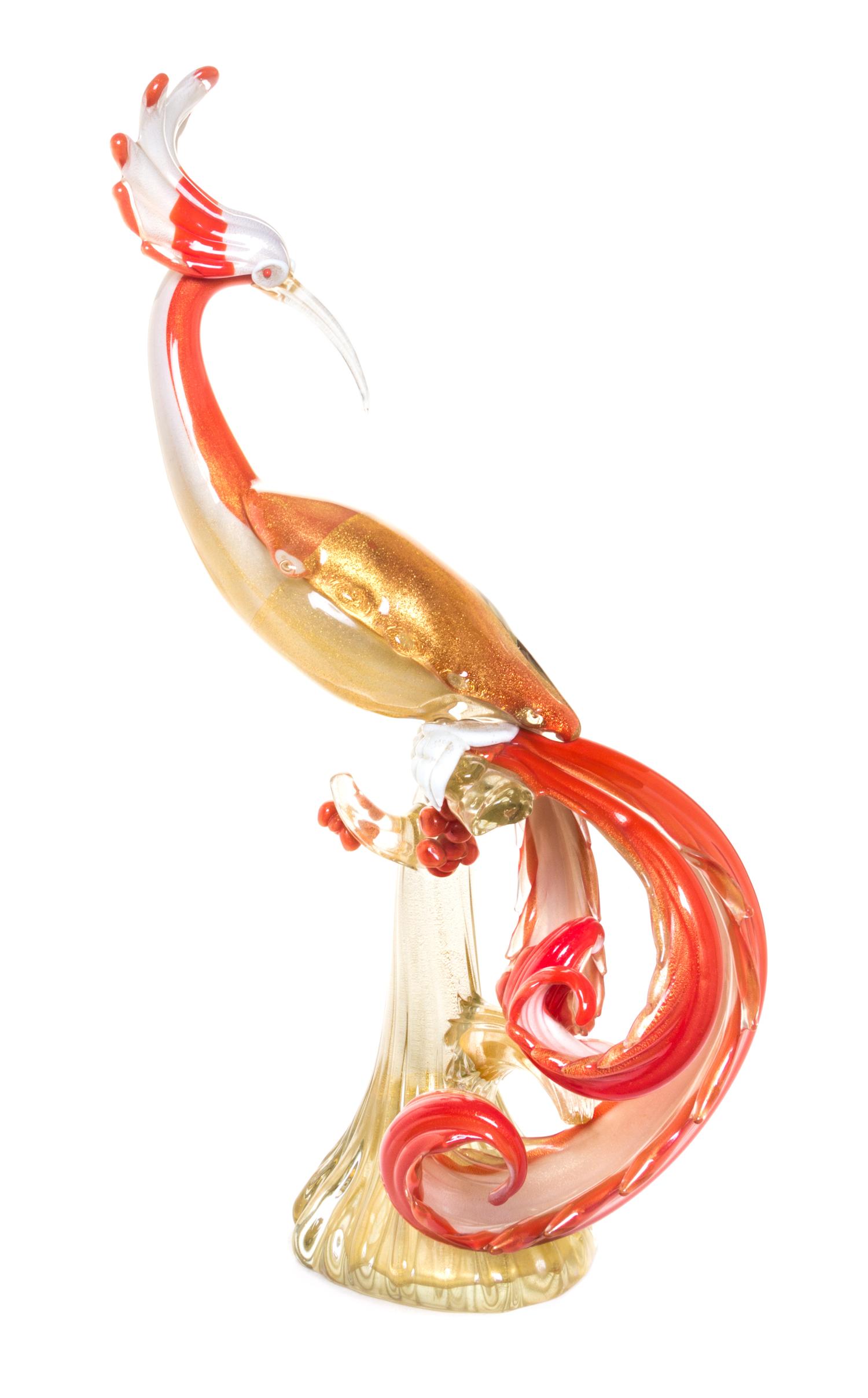 A Murano Glass Model of an Exotic Bird Height 24 inches.