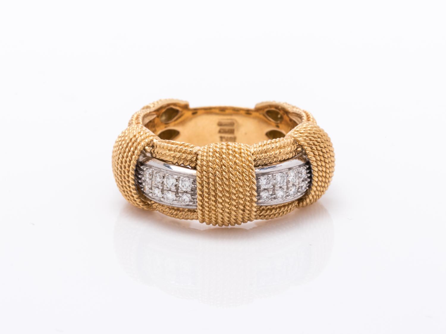 ROBERTO COIN, BICOLOR GOLD AND DIAMOND 'APPASSIONATA' RING