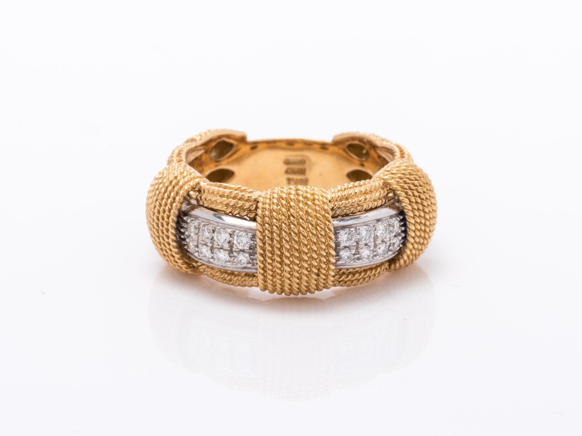 ROBERTO COIN, BICOLOR GOLD AND DIAMOND 'APPASSIONATA' RING