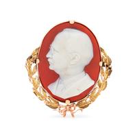 BICOLOR GOLD AND CAMEO BROOCH