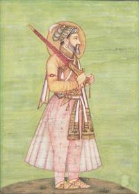 A Folio Portrait of a Standing Mughal Prince with Raised Sword, North India, 20th Century