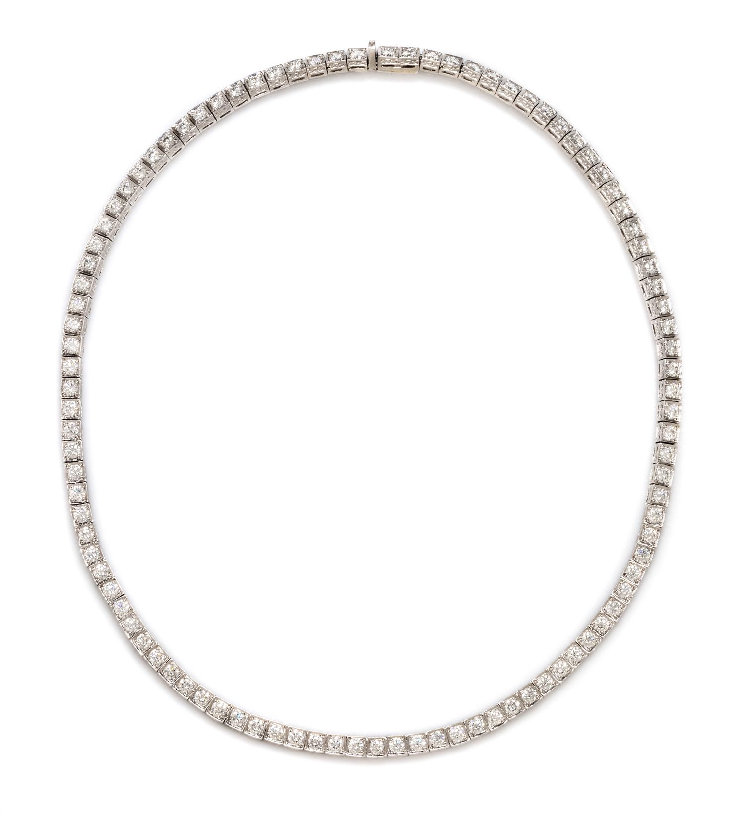 A Platinum and Diamond Riviere Necklace, Micheletto, 34.00 dwts.
