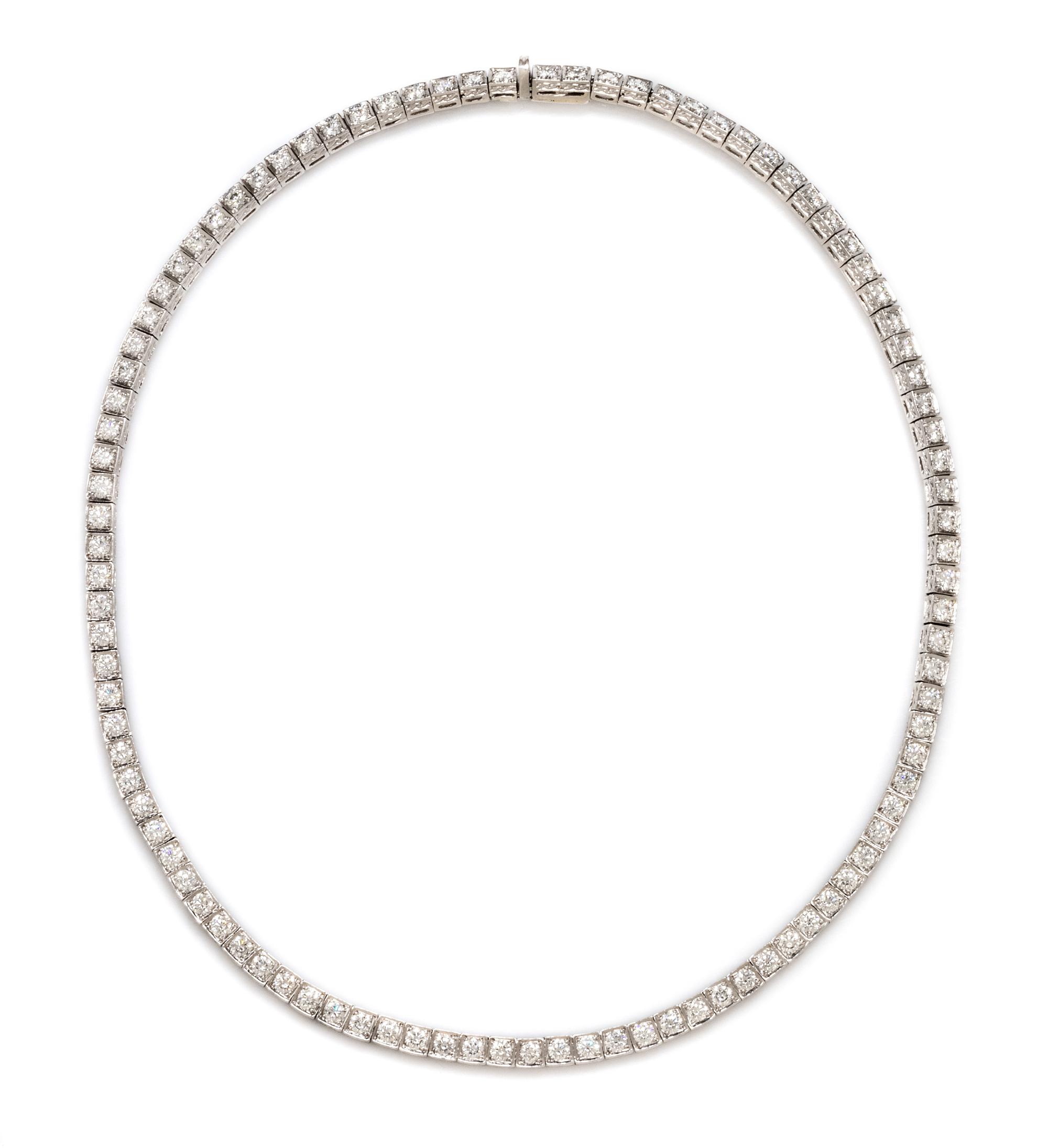 A Platinum and Diamond Riviere Necklace, Micheletto, 34.00 dwts.