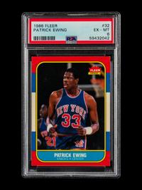 A 1986 Fleer Patrick Ewing Rookie Basketball Card No. 32 (PSA 6 EX-MT)