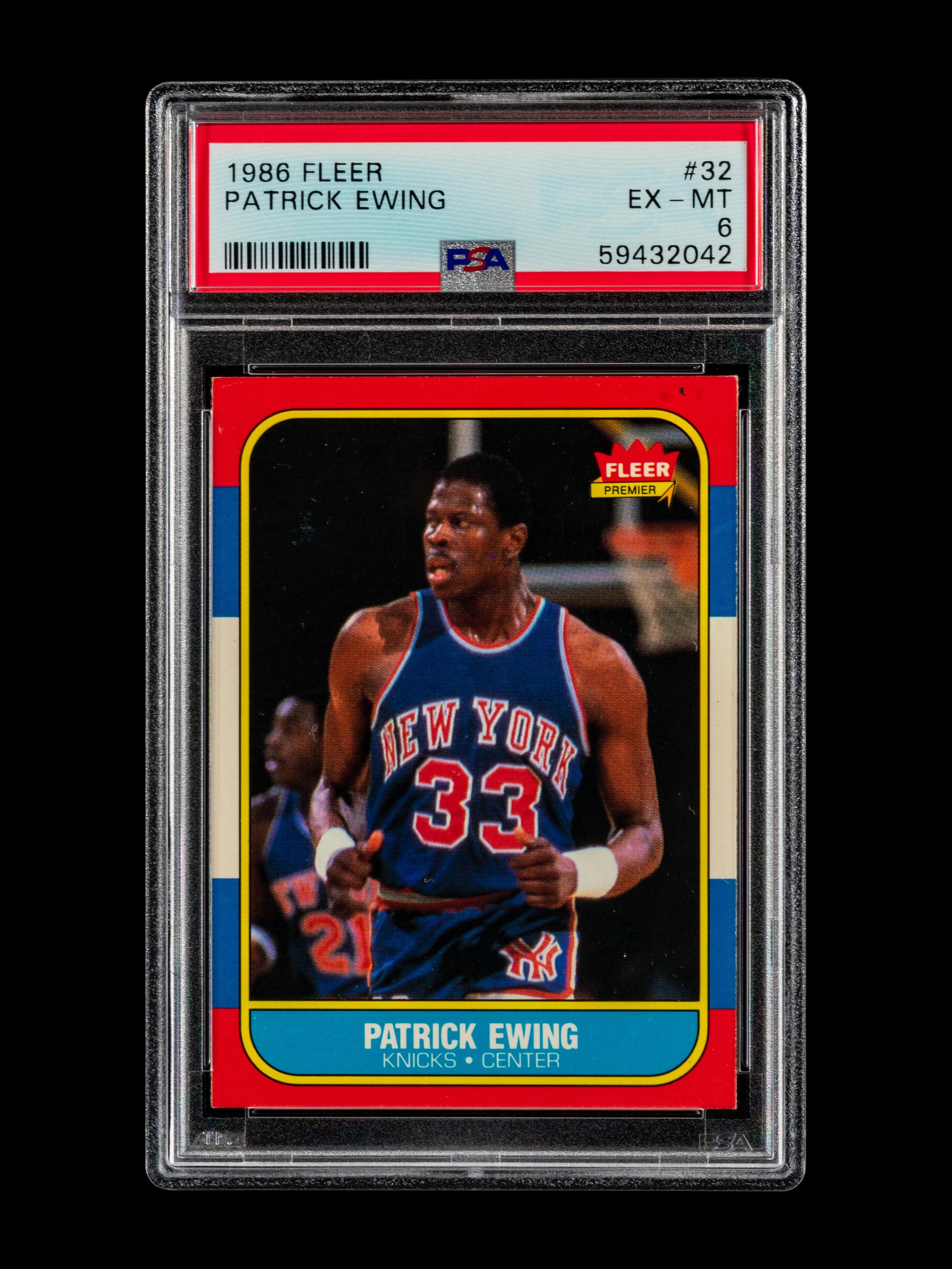 A 1986 Fleer Patrick Ewing Rookie Basketball Card No. 32 (PSA 6 EX-MT)