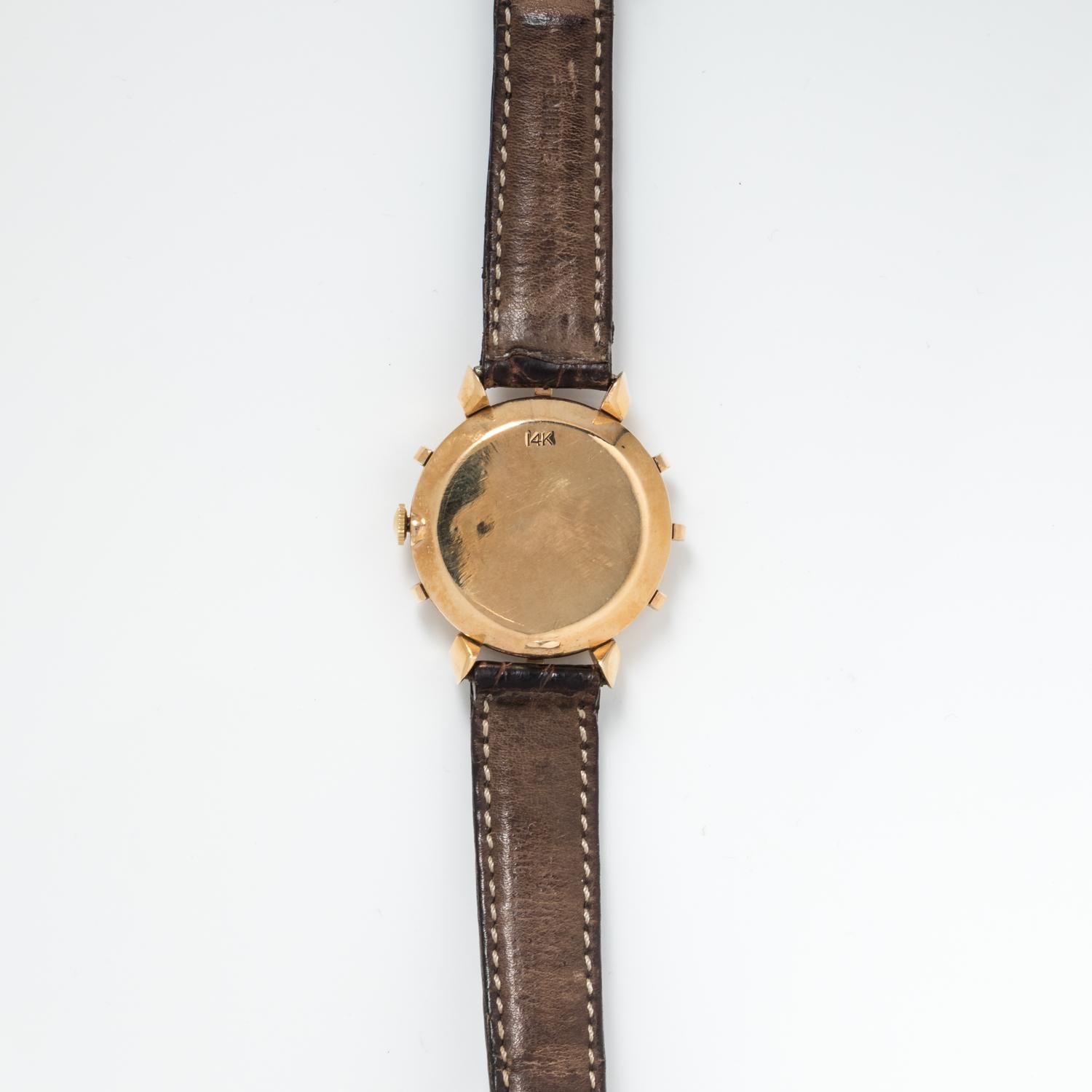 JAEGER-LeCOULTRE, VINTAGE, 14K YELLOW GOLD 'BRADLEY II' WRISTWATCH