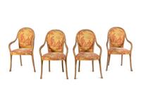 A Set of Four Continental Giltwood Armchairs
