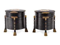 A Pair of Japanese Brass-Mounted Black Lacquer Boxes
