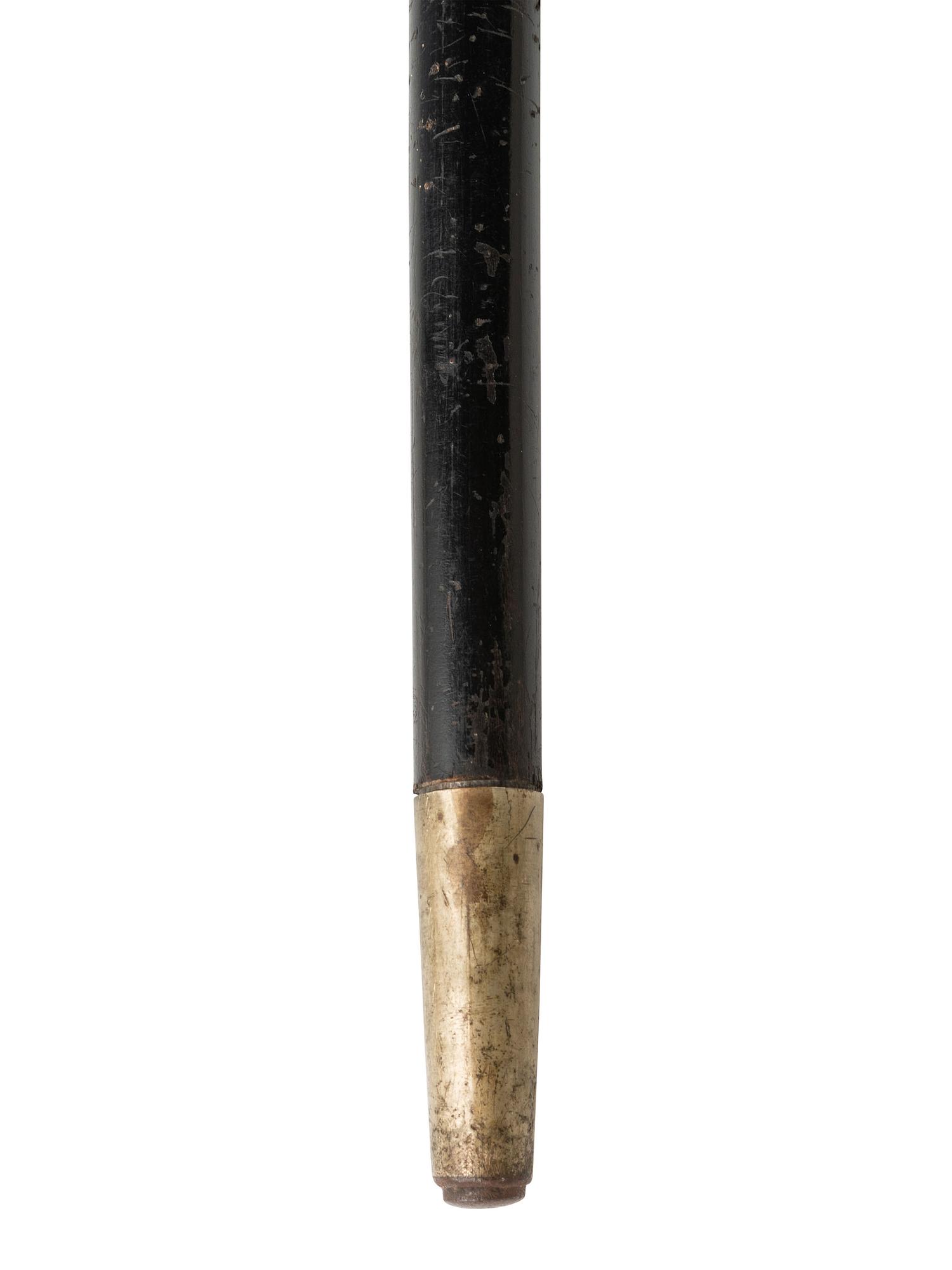[TRANSPORTATION - RAILROAD]. Rhode Island Locomotive Works presentation walking stick with 18K gold knob.