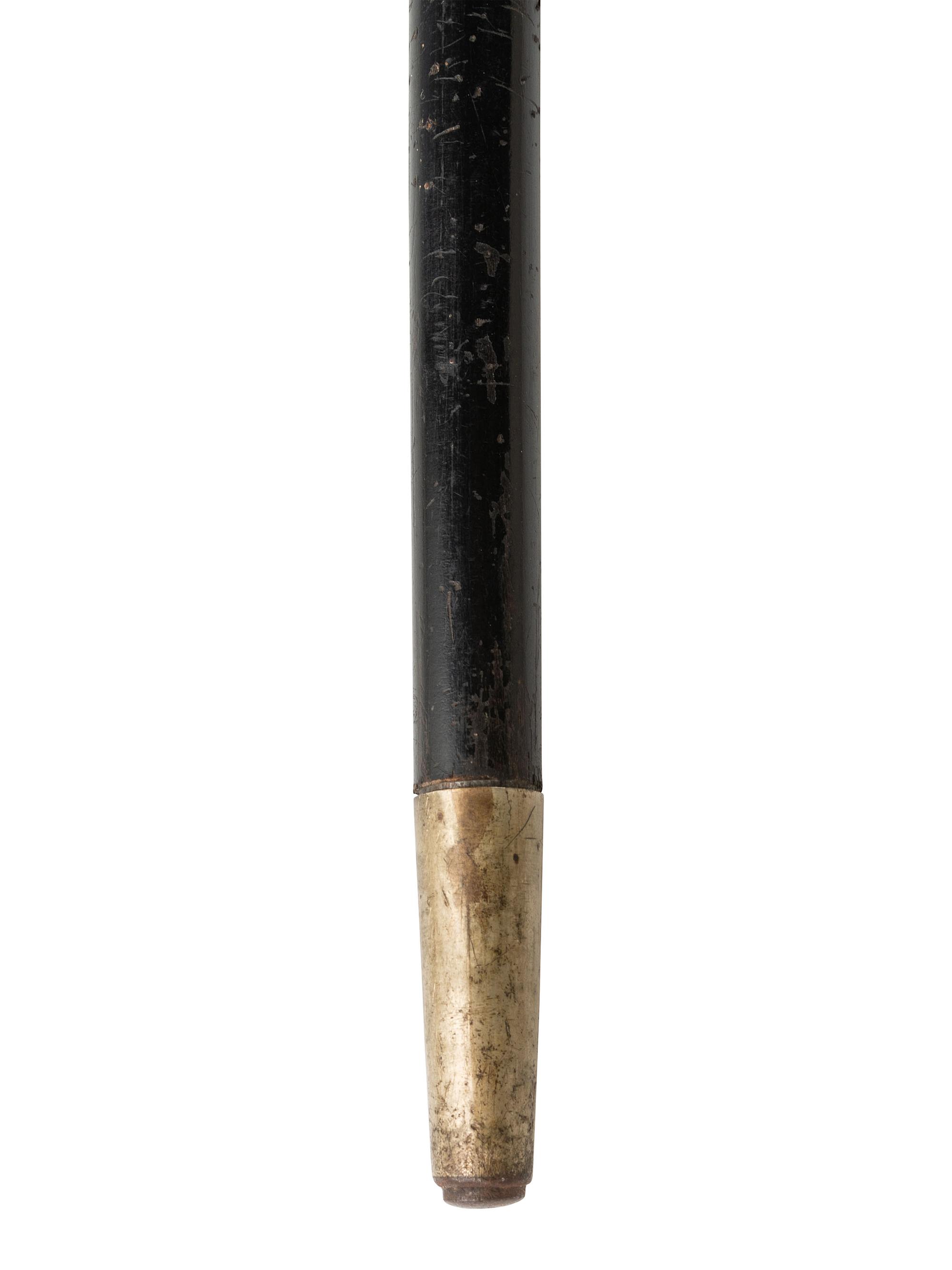 [TRANSPORTATION - RAILROAD]. Rhode Island Locomotive Works presentation walking stick with 18K gold knob.
