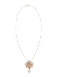 OPAL, DIAMOND, AND SEED PEARL BROOCH/PENDANT