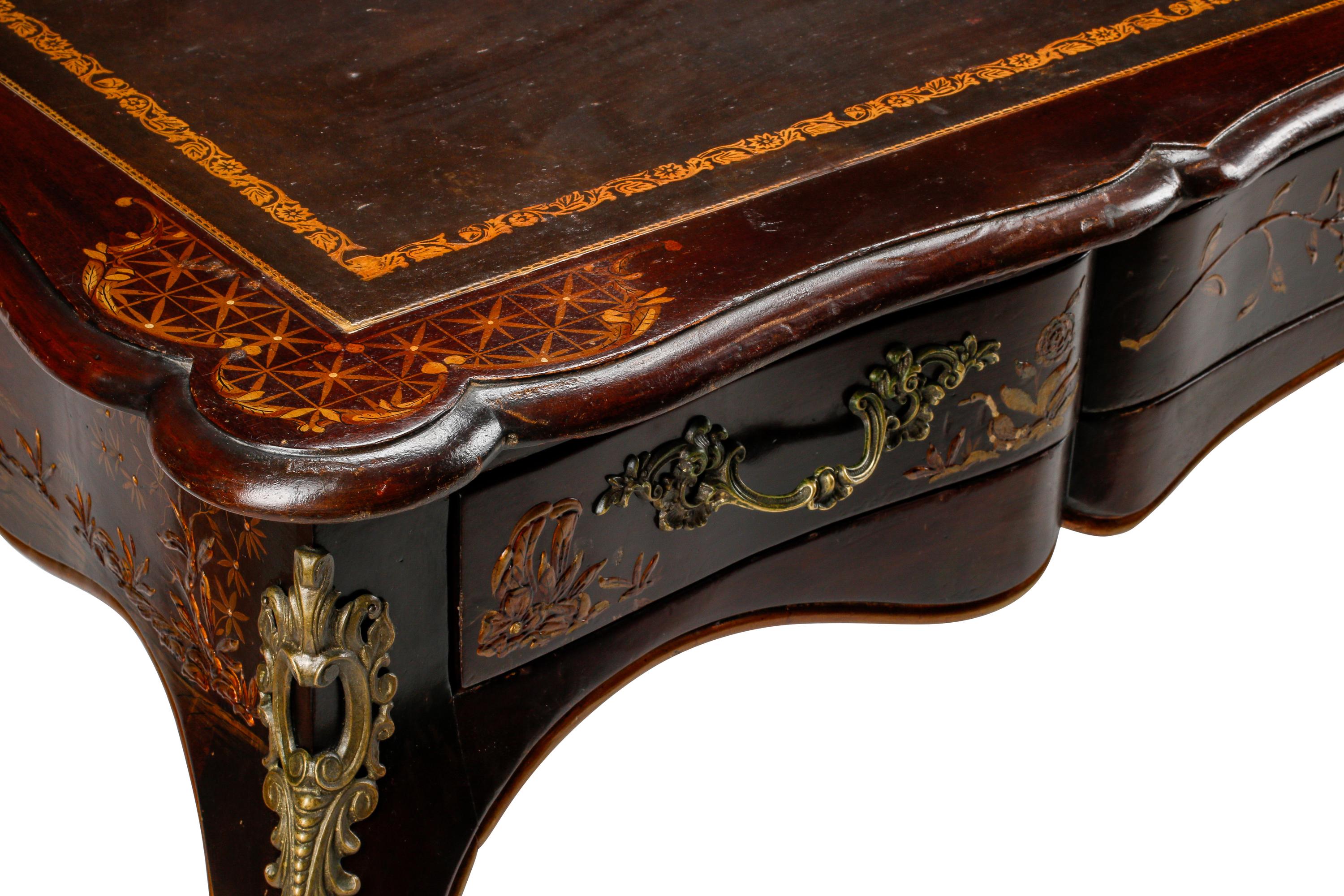 A John Widdicomb Louis XV Style Chinoiserie Bureau Plat