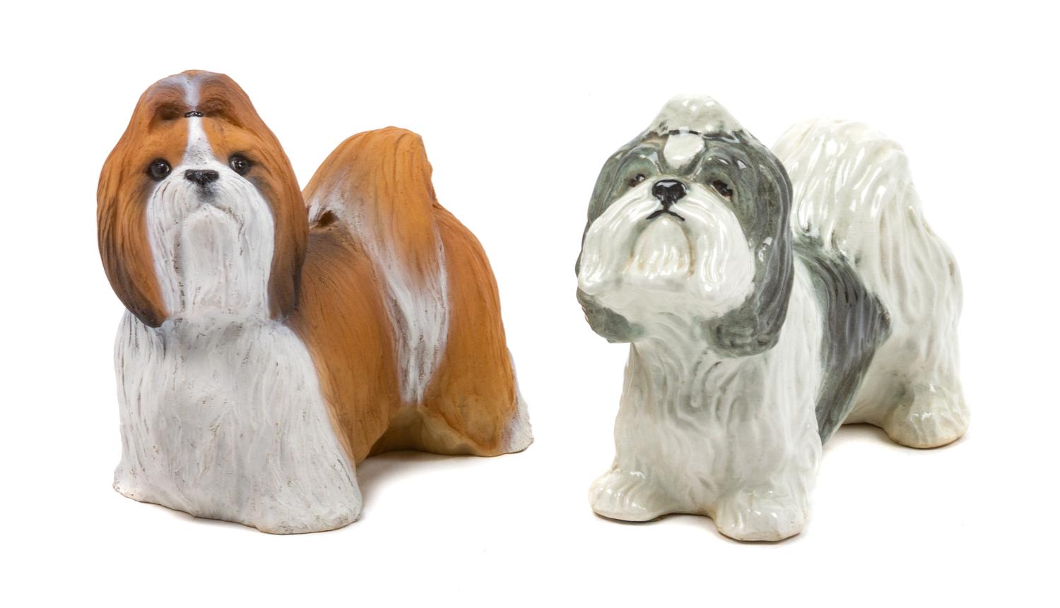 Two Shih Tzu Figures Width of wider 5 1/4 inches.