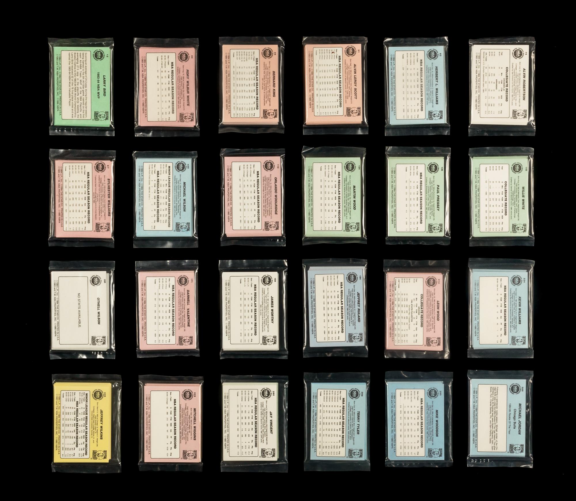 A 1984-85 Star Basketball Unopened NBA Team Bags Complete Set Including Chicago Bulls Michael Jordan Rookie No. 101