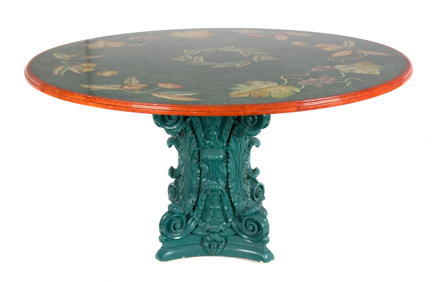 An Italian Simulated Pietra Dura Top Table Height 29 1/2 x diameter 59 1/2 inches. — 20TH CENTURY