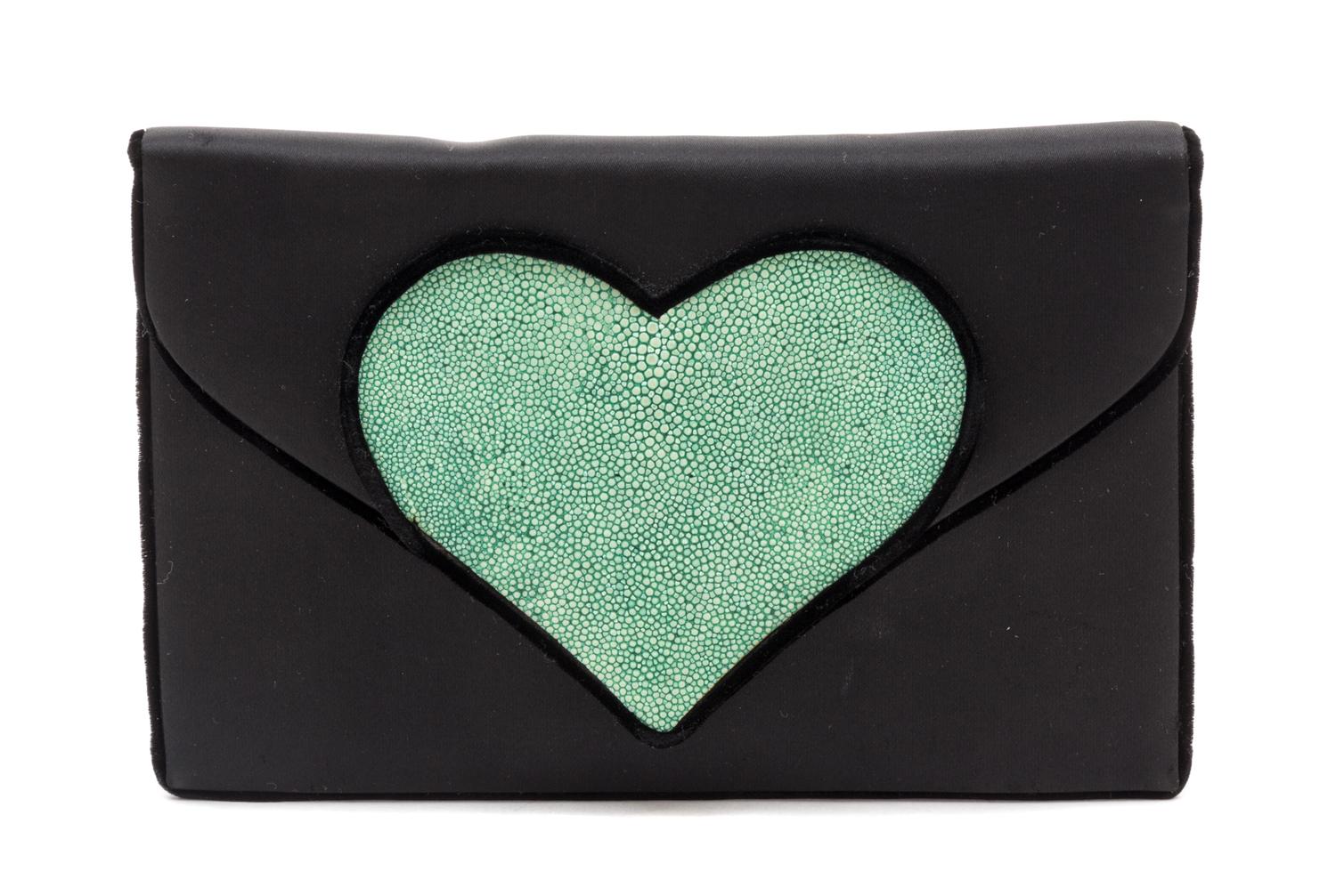 A Renaud Pellegrino Black Satin Clutch, 8" x 5.25" x 1".
