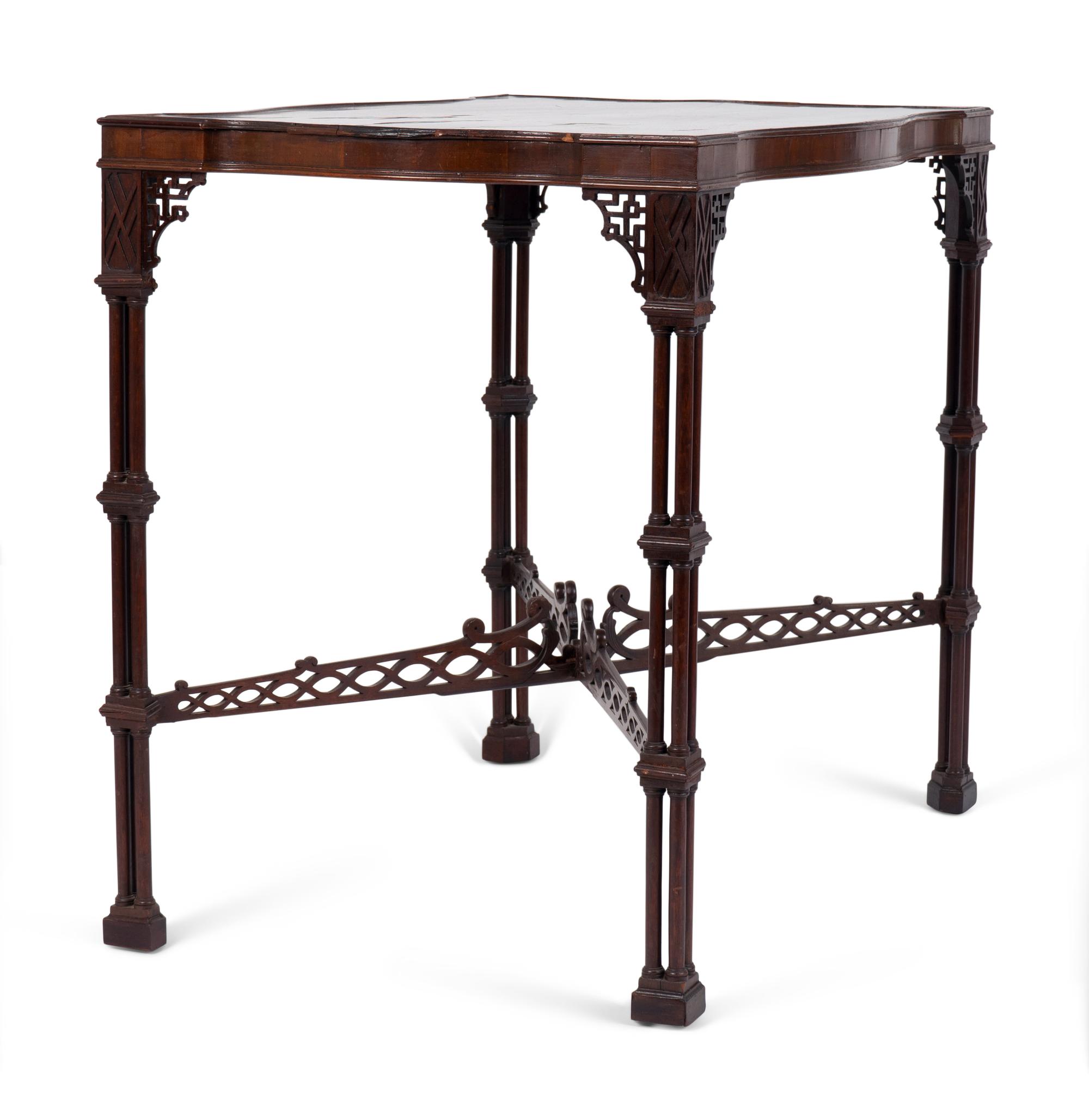 A George III Chinese Chippendale Style Mahogany Silver Table — LATE 18TH CENTURY
