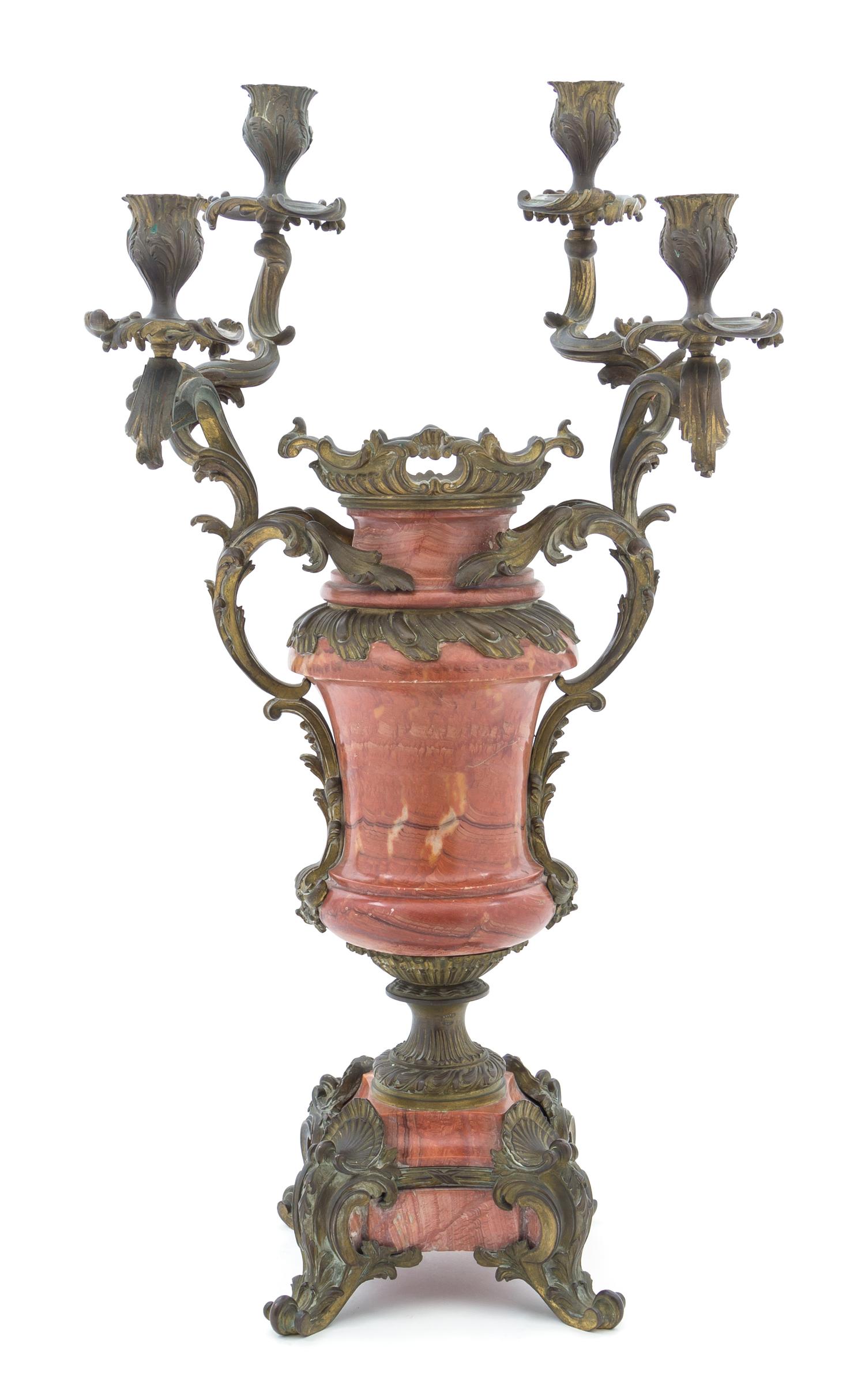 A Louis XV Style Gilt Bronze and Marble Four-Light Candelabrum FRANCOIS LINKE Height 36 inches. — FRANCOIS LINKE