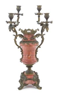 A Louis XV Style Gilt Bronze and Marble Four-Light Candelabrum FRANCOIS LINKE Height 36 inches. — FRANCOIS LINKE