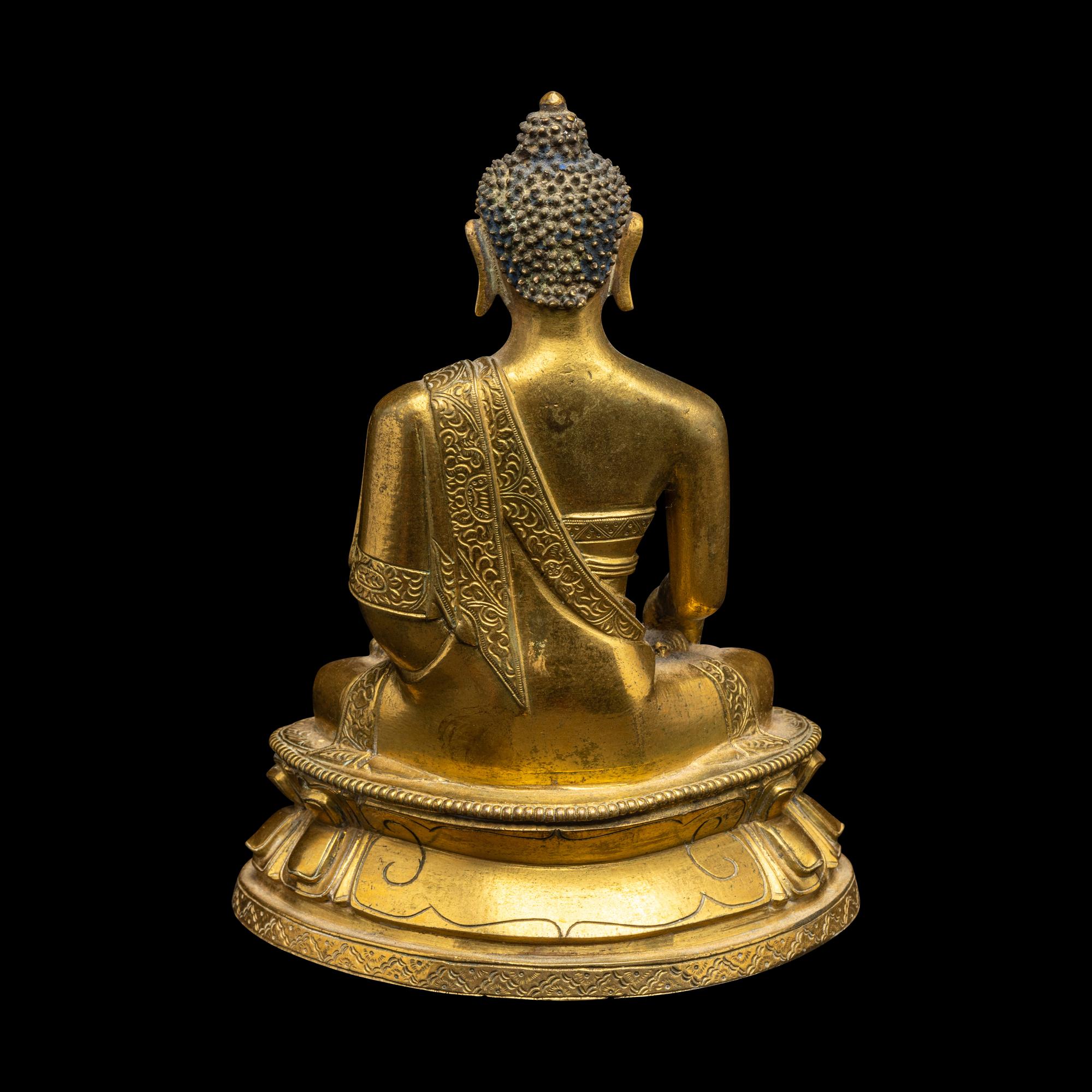 A Sino-Tibetan Gilt Bronze Figure of Buddha 銅鎏金釋迦牟尼坐像