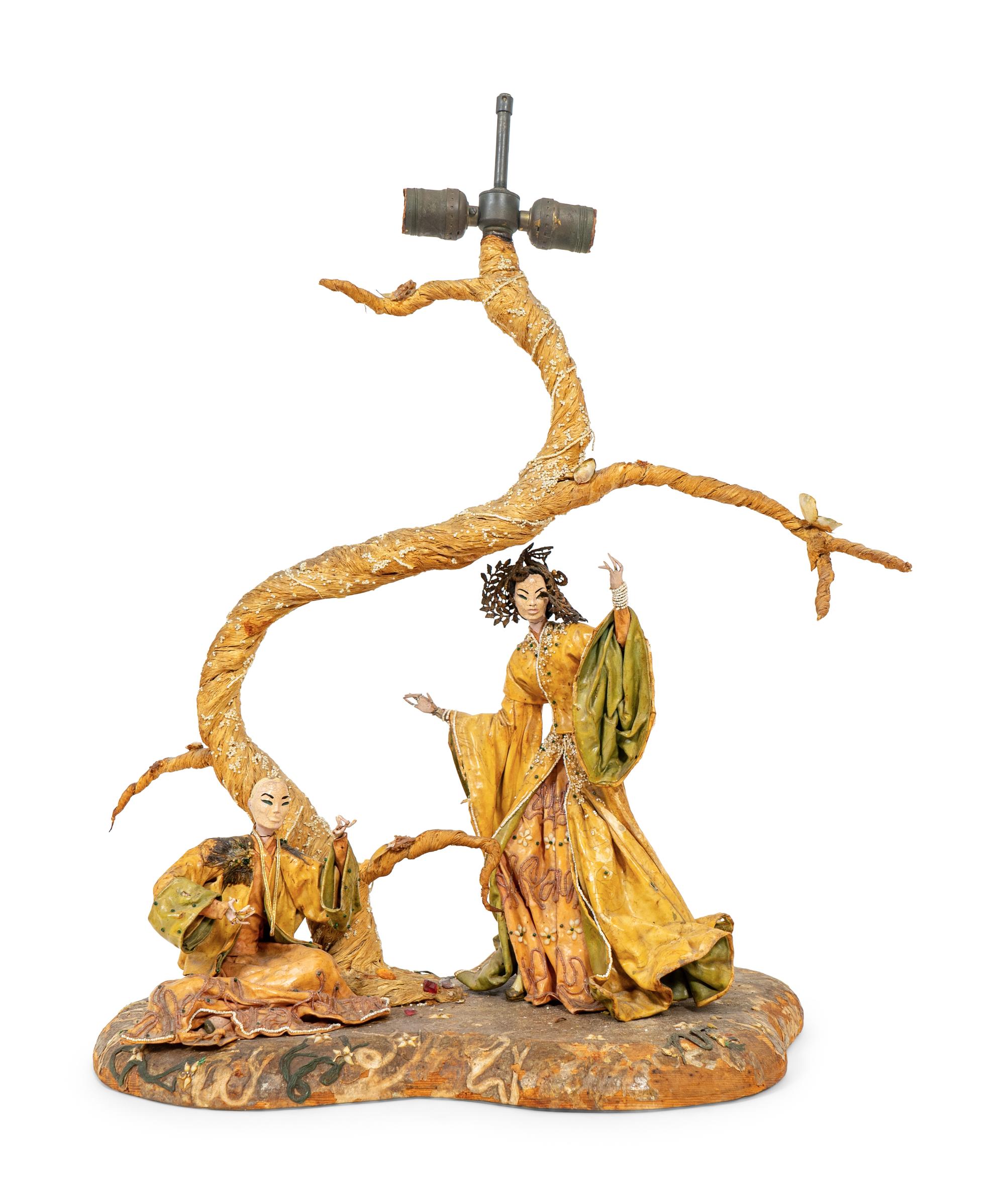Lamp with Two Chinese Figures