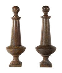 A Pair of Monumental Marble "Pawn" Sculptures