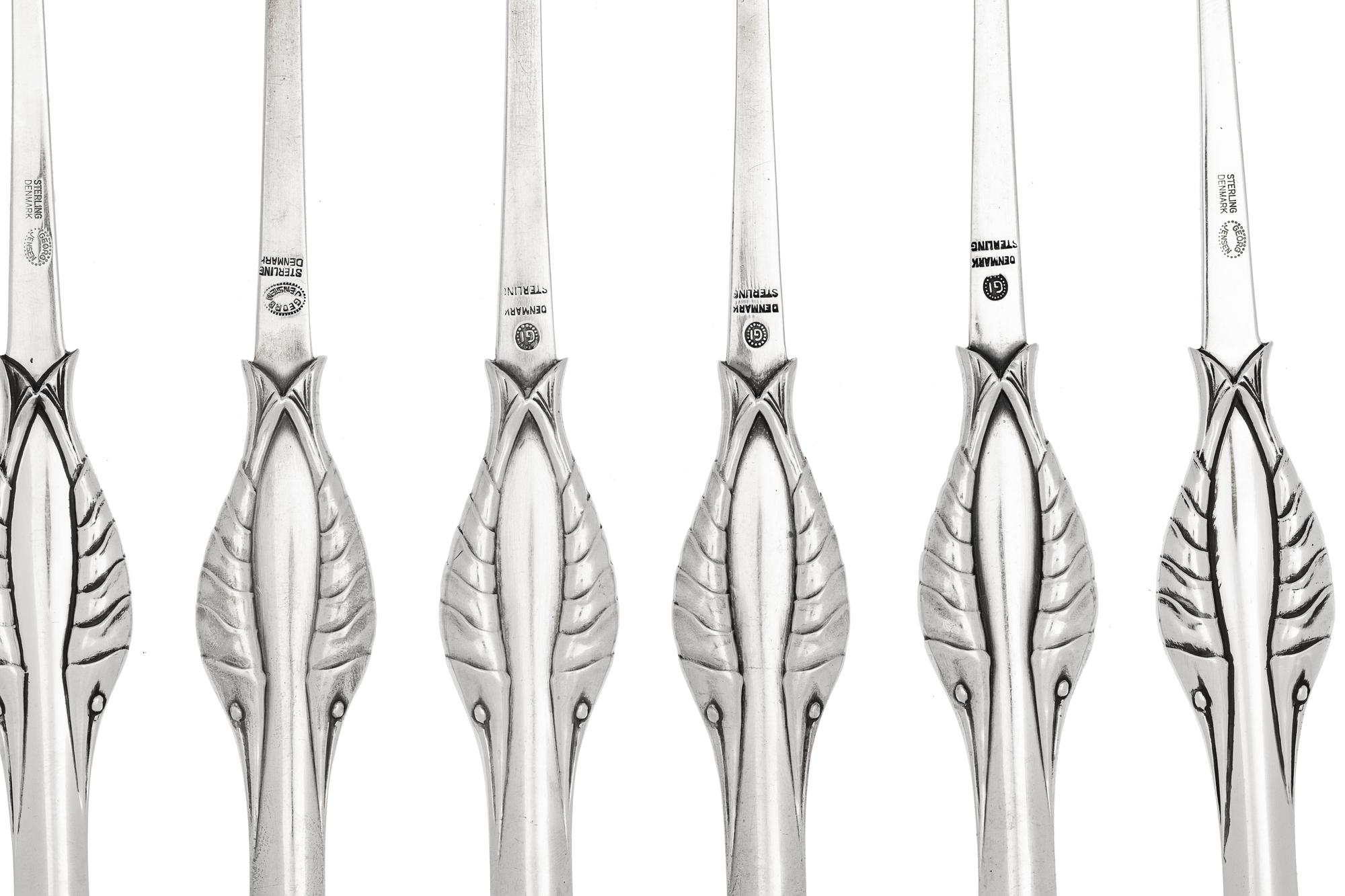 A Georg Jensen Silver Ornamental Fish Service