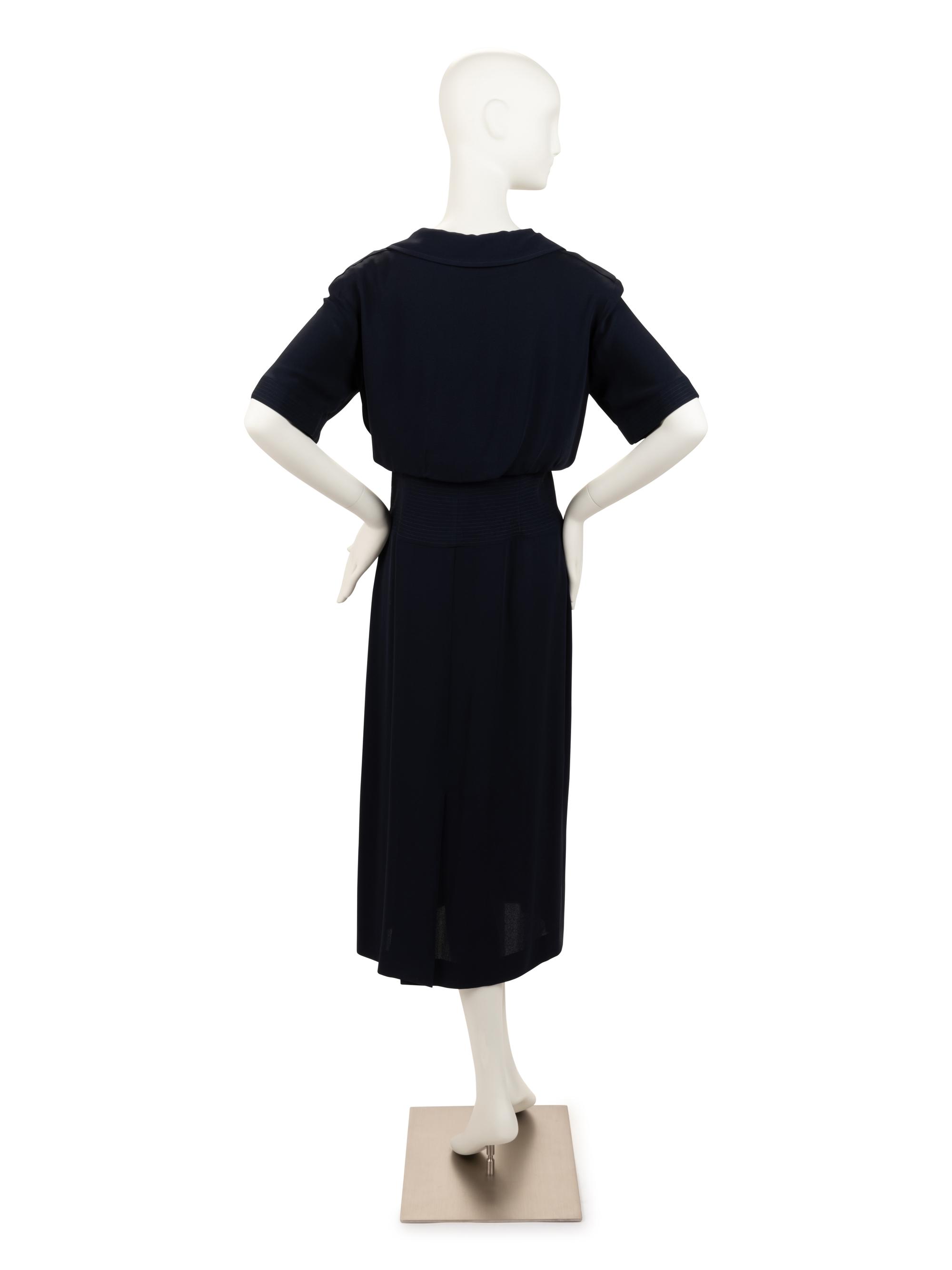 Chanel Silk Dress with Bloused Top, 1980s