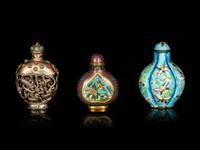 Three Chinese Metal Snuff Bottles