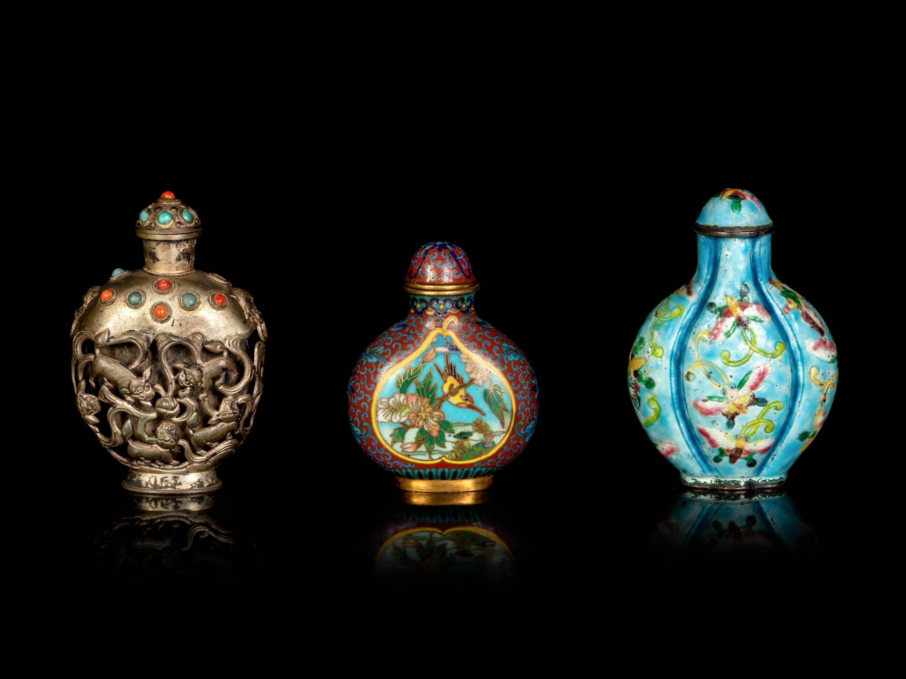 Three Chinese Metal Snuff Bottles
