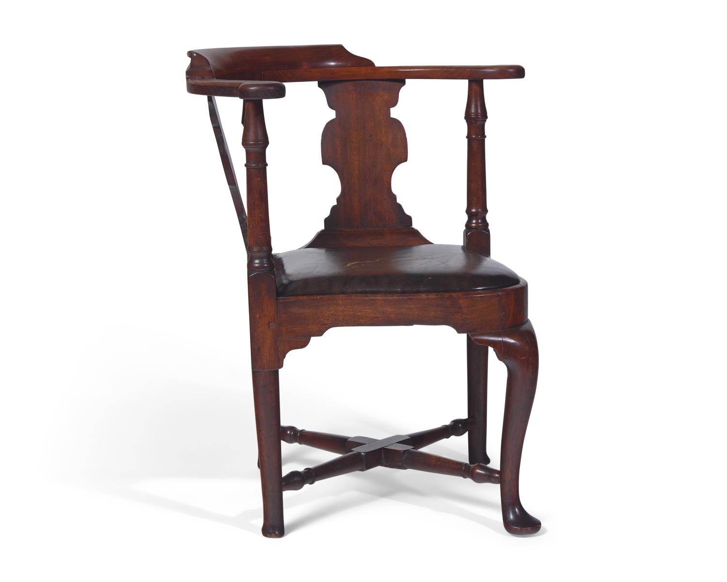 A Queen Anne Carved Walnut Corner Chair