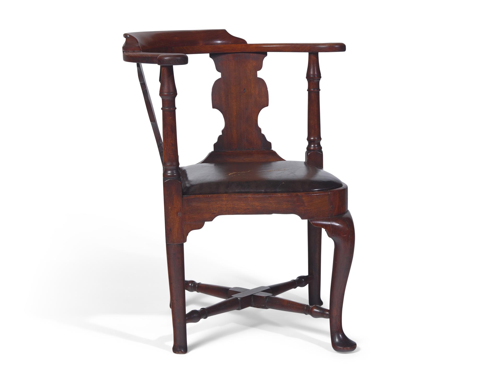 A Queen Anne Carved Walnut Corner Chair
