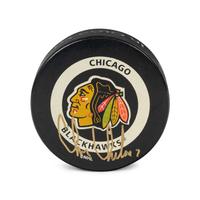 A Chris Chelios Personally Gifted Signed Autograph Chicago Blackhawks Jersey and Hockey Puck,