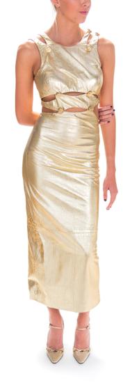 A Gianni Versace Gold Leather Cut Out Gown,