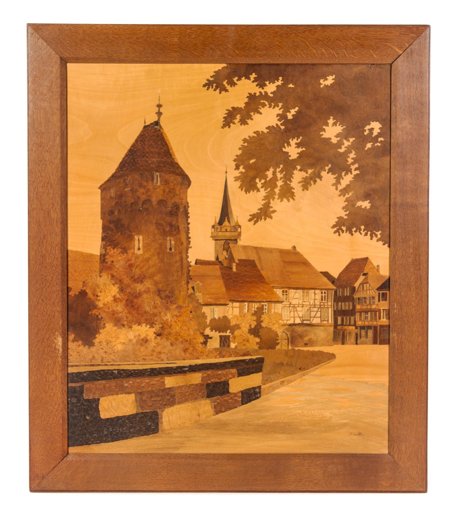A Set of Five French Marquetry Panels Height of largest overall 30 1/4 x width 47 inches. — PAUL SPINDLER (1907-1980)