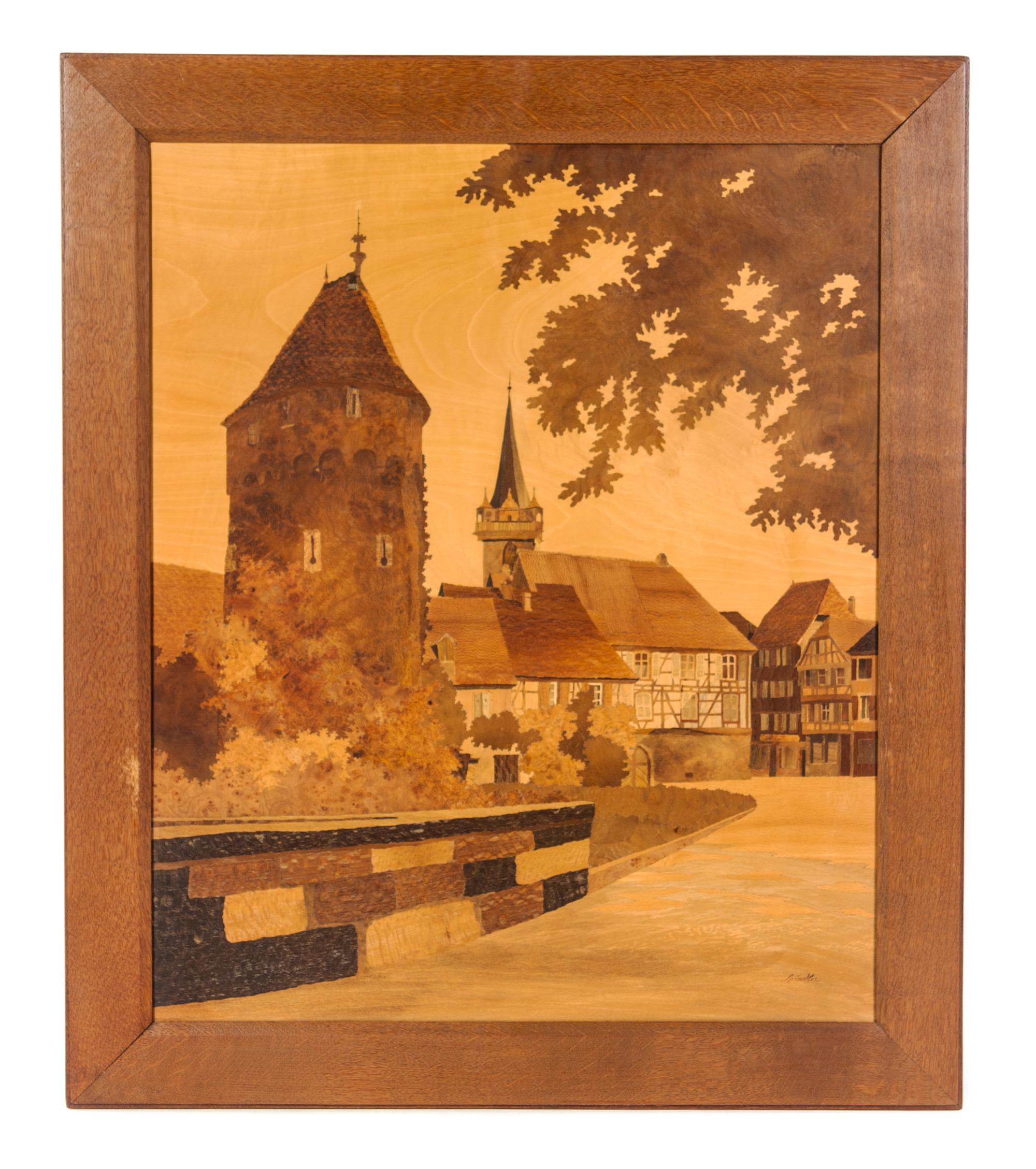 A Set of Five French Marquetry Panels Height of largest overall 30 1/4 x width 47 inches. — PAUL SPINDLER (1907-1980)