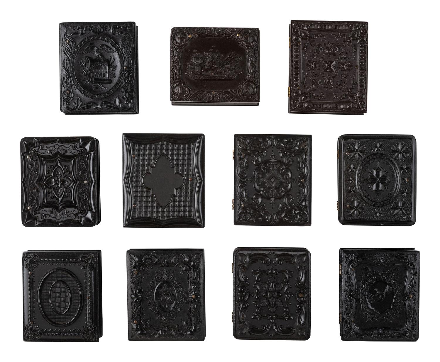[EARLY PHOTOGRAPHY]. 22 ninth plate Union cases, including geometric, floral, and figural designs.