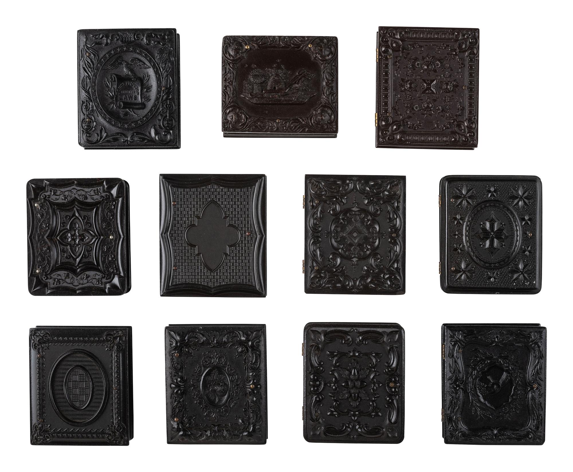 [EARLY PHOTOGRAPHY]. 22 ninth plate Union cases, including geometric, floral, and figural designs.