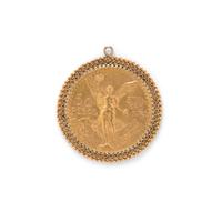 YELLOW GOLD AND COIN PENDANT
