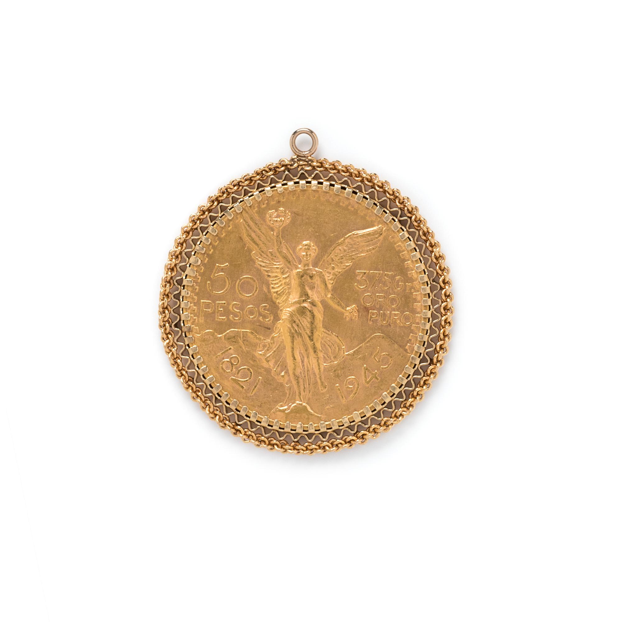 YELLOW GOLD AND COIN PENDANT