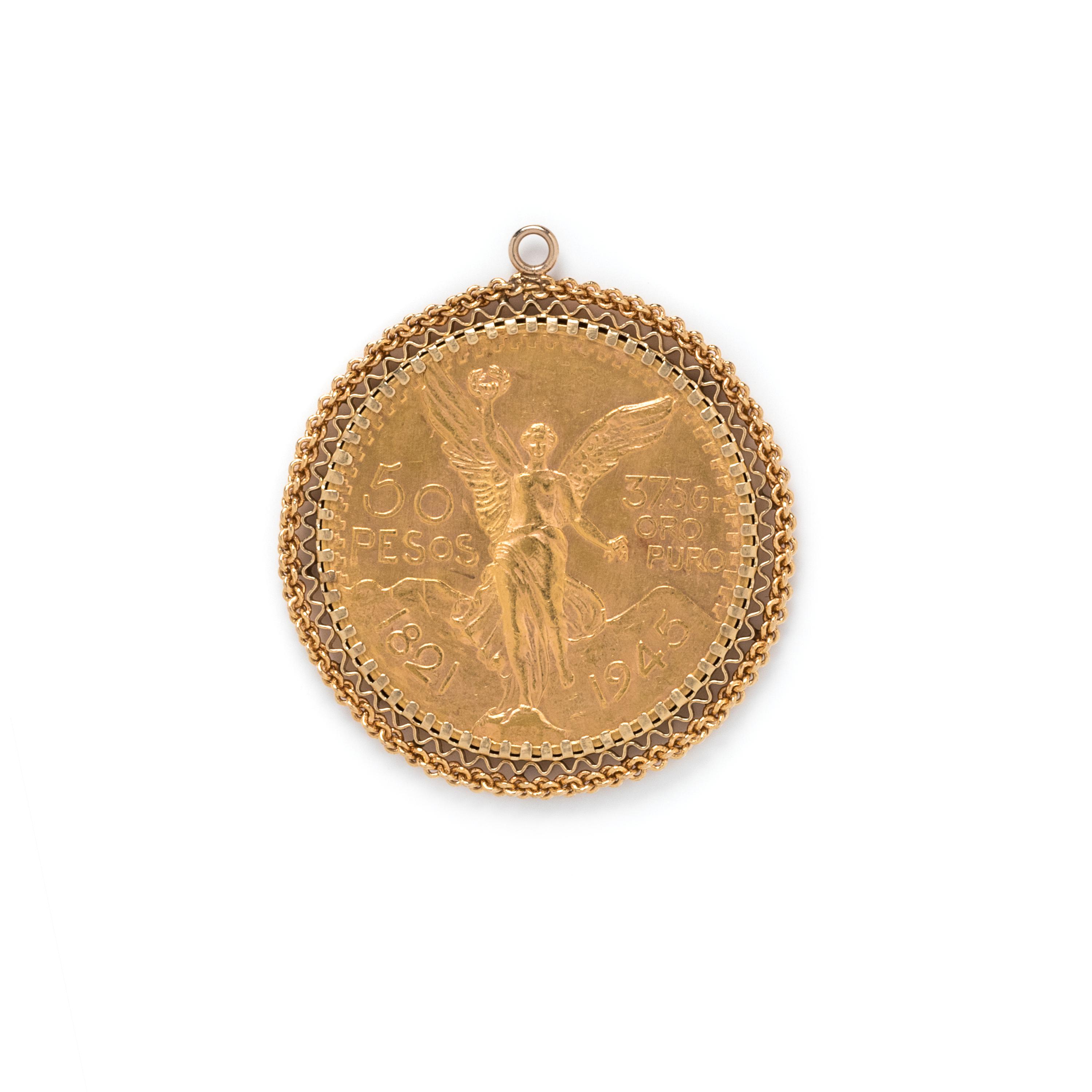 YELLOW GOLD AND COIN PENDANT
