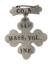 [CIVIL WAR]. Group incl. corps and ladder badges, 44th Massachusetts Infantry Regiment.