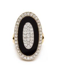 An 18 Karat Bicolor Gold, Diamond and Onyx Ring, 8.75 dwts.